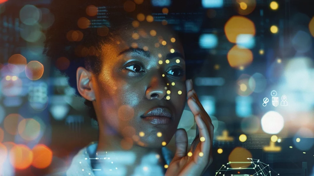 Dirigeant de PME regardant une interface IA illustrant l’optimisation GEO