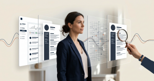 Candidate observant le parcours de son CV entre un ATS, un système d’intelligence artificielle et une décision humaine