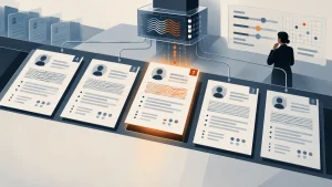 Illustration du tri de CV par une IA dont le classement varie selon la formulation des candidatures